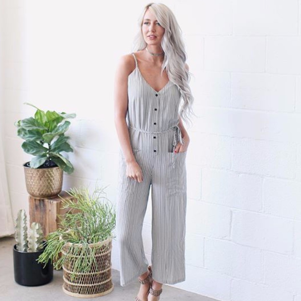 bohme Couture Striped Jumpsuit (M)